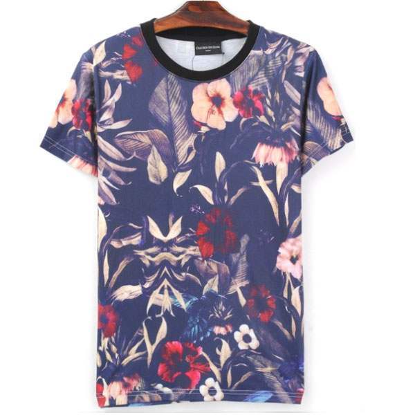 T-shirt à manches courtes Casual Fashion Fleurs Flower Tropical Summer